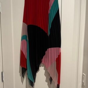 Joie Asymmetrical Skirt in Red, Pink, and Black